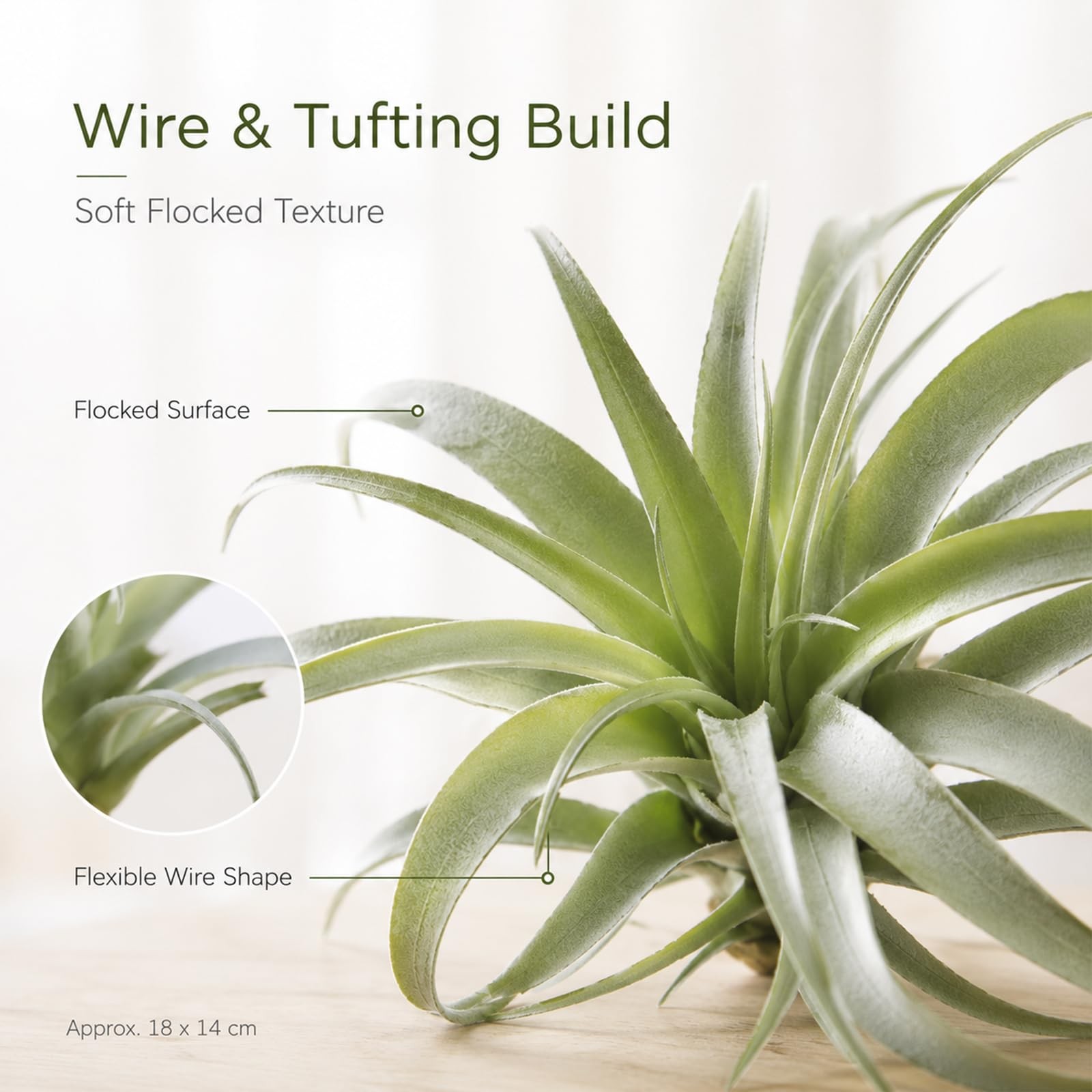 Artificial Flocking Tillandsia Air Plants Pineapple Grass Faux Succulents Bro…