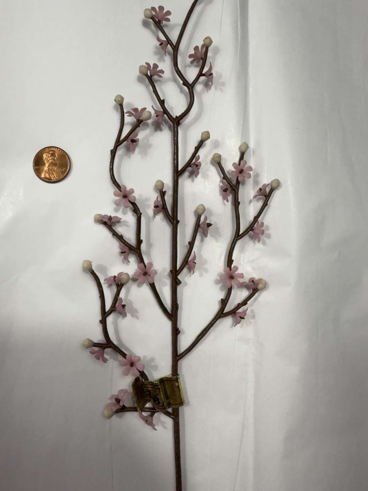 Vintage Plastic Branches with Pink Flowers and White Berries