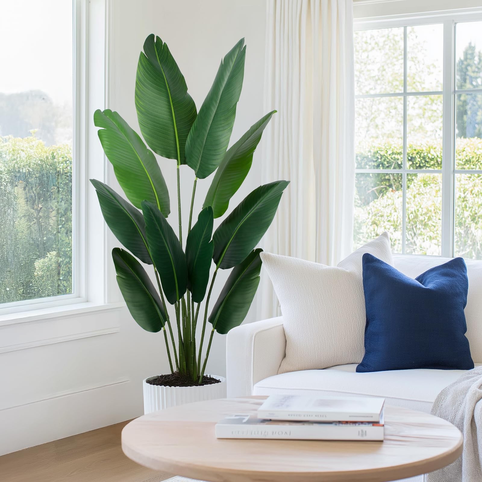 Yepdin Artificial Bird of Paradise Plant 5 Ft Tall Fake Banana 5ft, Green