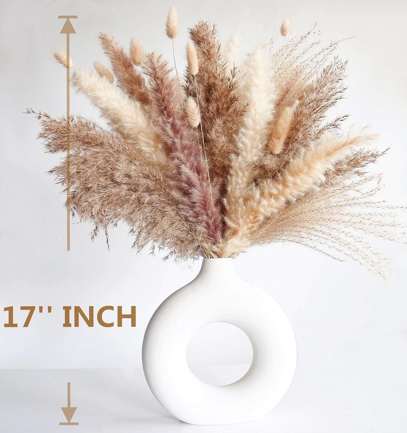 Dried Pampas Grass Decor, 120 PCS Pampas Grass with Bunny Tails Dried Flowers, R