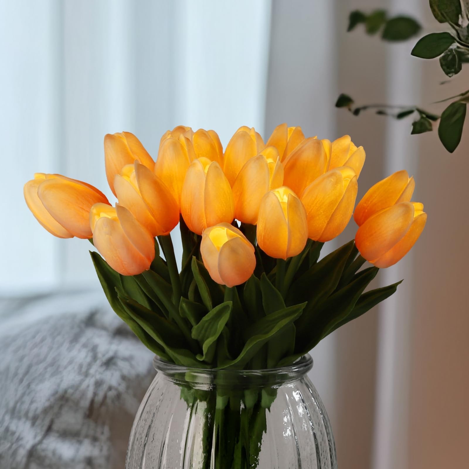 20pcs LED Tulip Night Light – Real Touch Artificial Flower Bouquet Home Decor