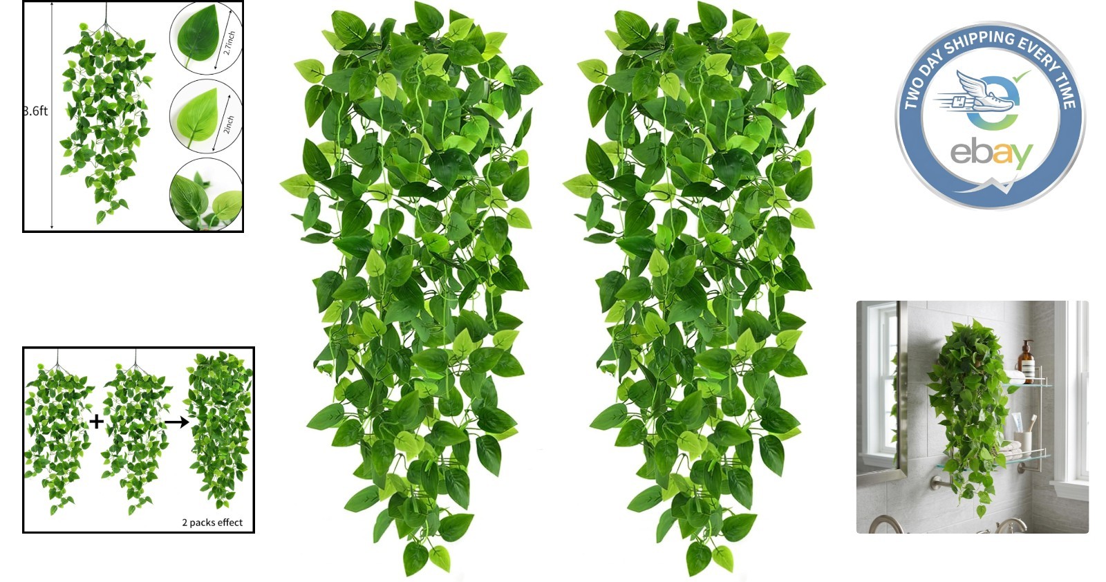 Versatile 3.6ft Artificial Hanging Ivy Plants – Perfect for Indoor & Patio Use