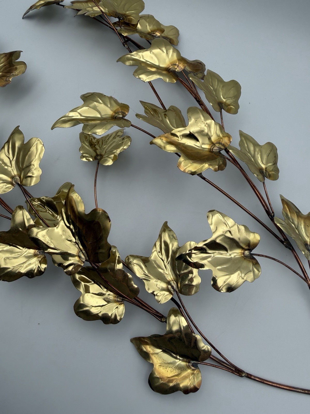 Vintage Brass Ivy Wall Decor Set Mid Century Hollywood Regency Metal Leaf (Pair)