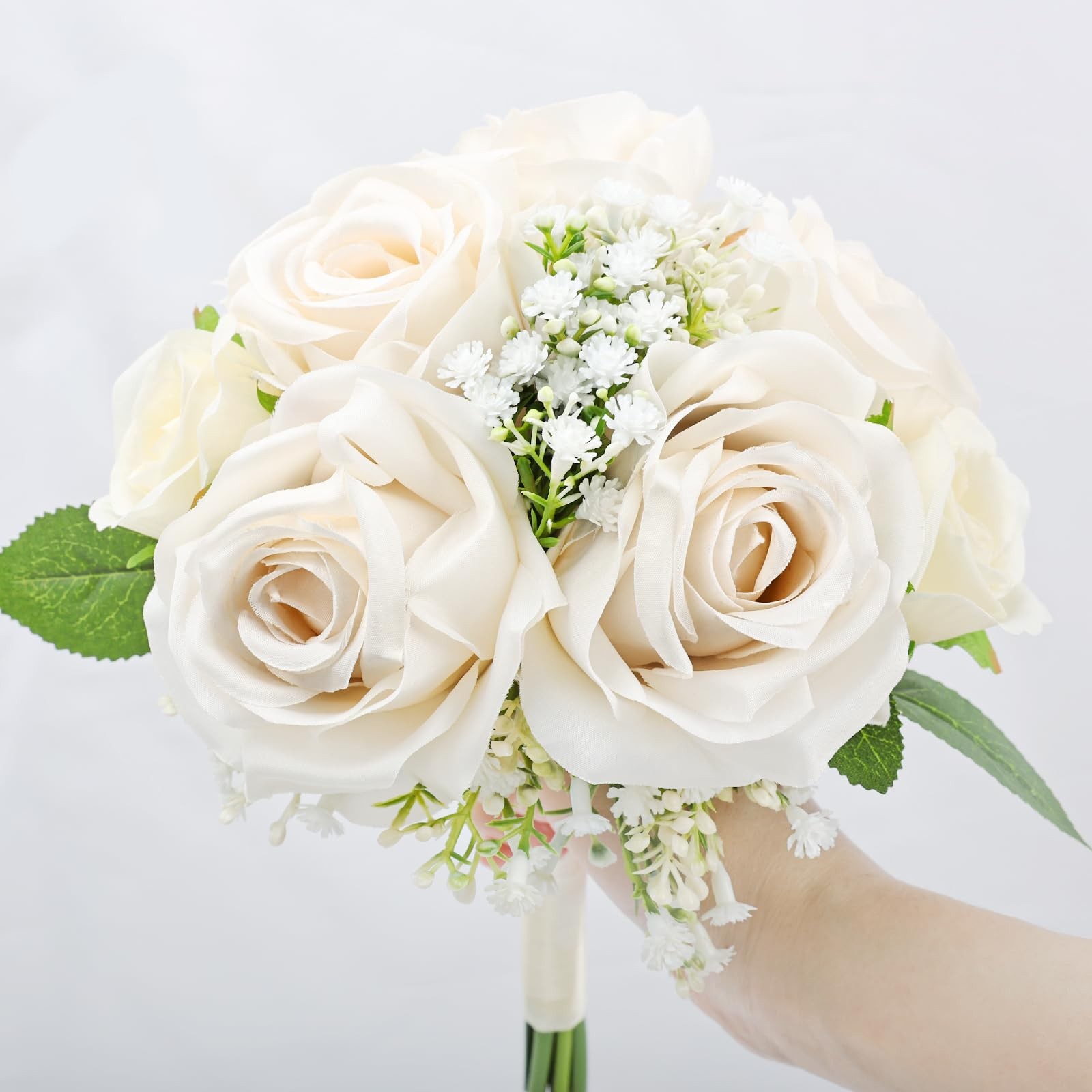 Wedding Bridesmaid Bouquets Set of 4, Artificial Silk Flowers Arrangement for…