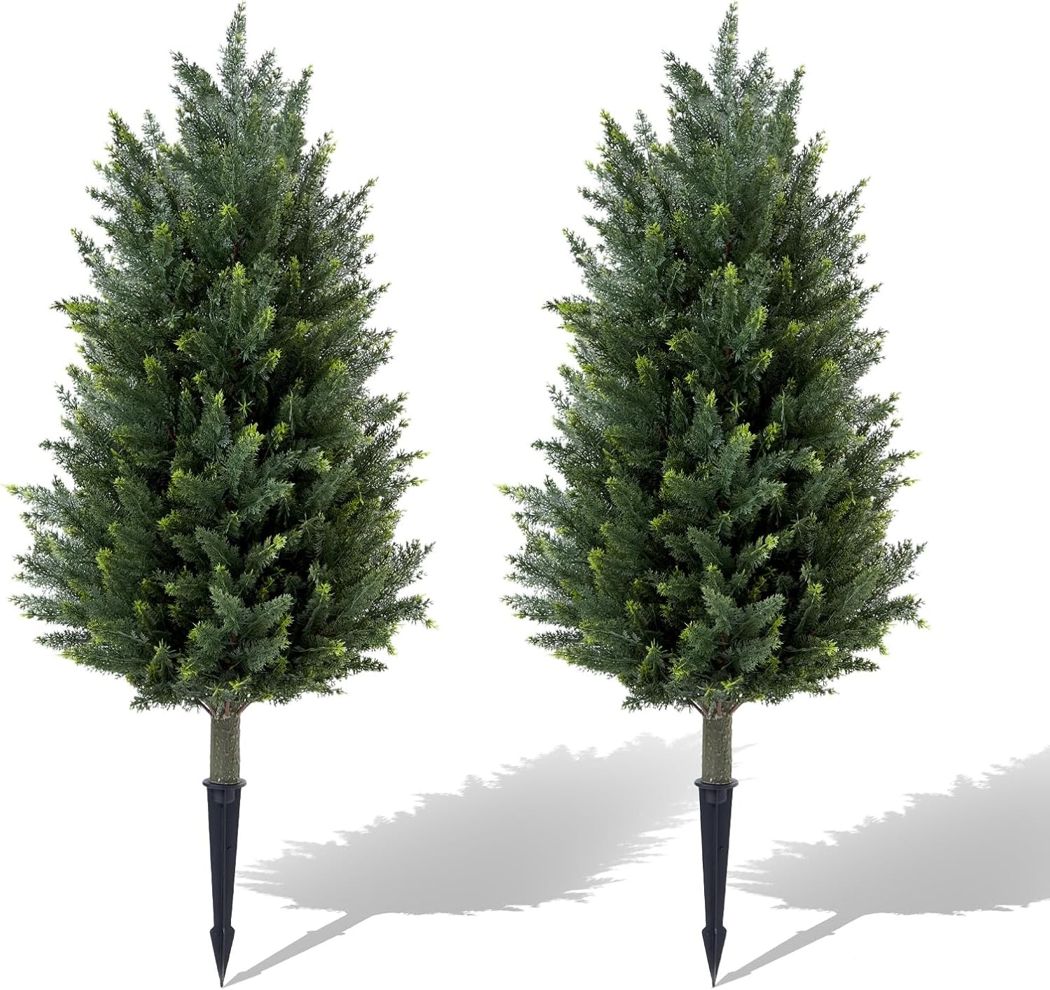 Set of 2 Artificial Cedar Topiary Christmas Trees, 3FT UV-Resistant Faux Cypress