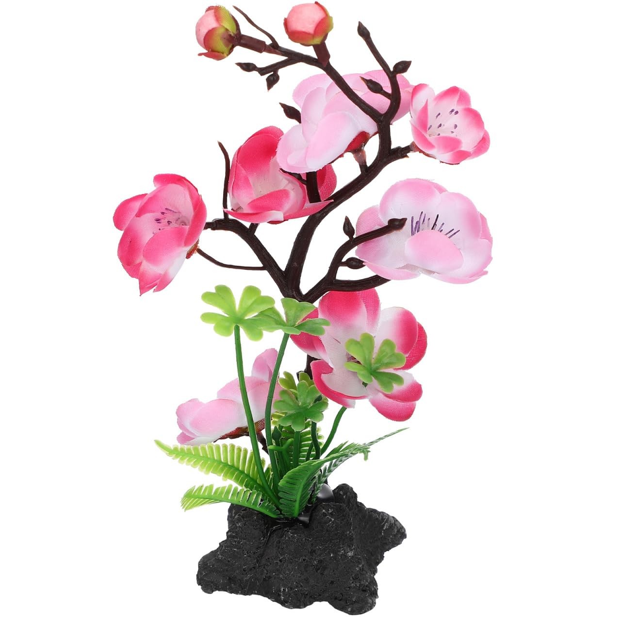 Artificial Cherry Blossom Trees with Base Artificial Fish Tank Plants with Ro…