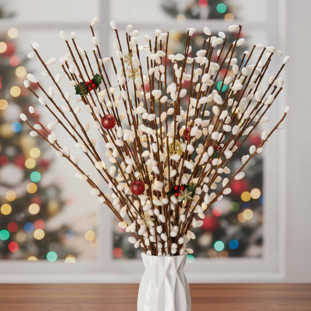 Willow Branhes 23 In. White Branches Artificial Foliage 80-Pack for Vase Wedding