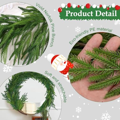 PCS Artificial Norfolk Pine Garlands, Real Touch Winter Pine Garland, Green 2