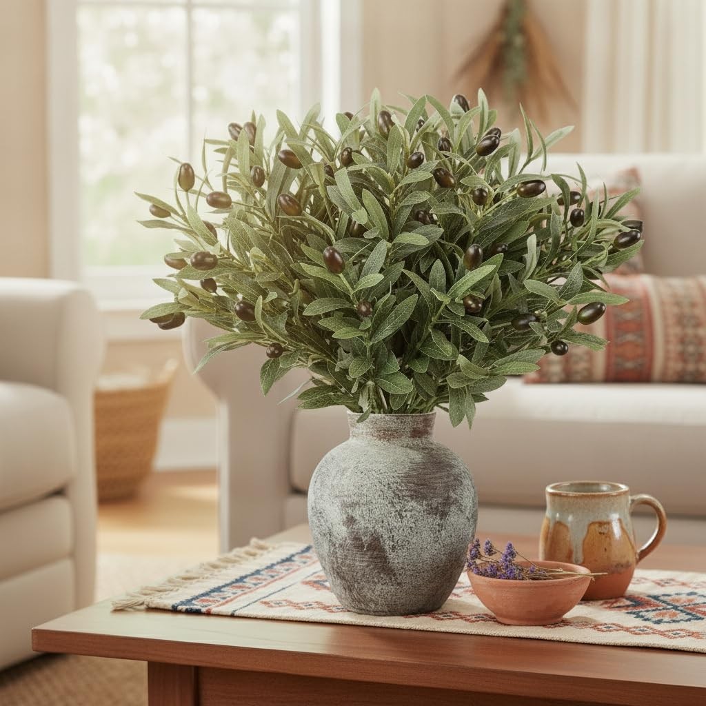 12PCS 18Inch Faux Olive Branches for Vase,Artificia Tree Branches,Fake Plants…