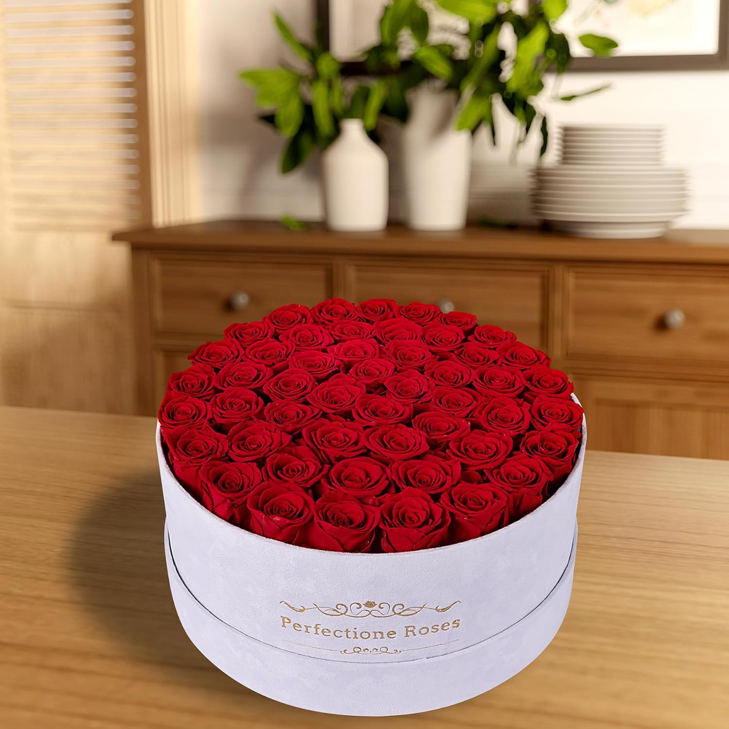 50 Piece Roses in a Velvet Box, Flowers for Delivery, Presereved Flowers Birthda