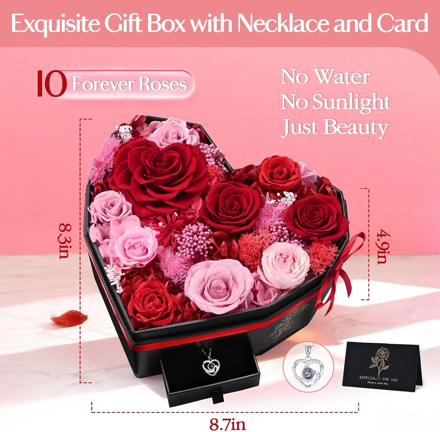 Forever Flowers for Delivery, Gifts for Her 10 Preserved Real Roses in a Box