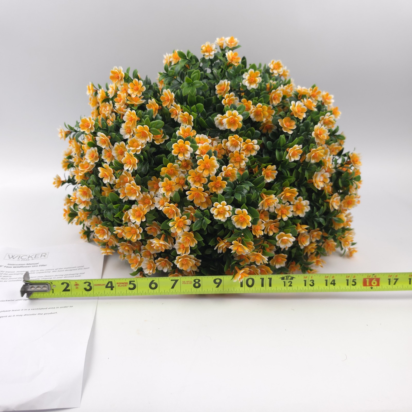 Wicker Park 20″ Oversized Faux Wildflower Urn Filler Orange