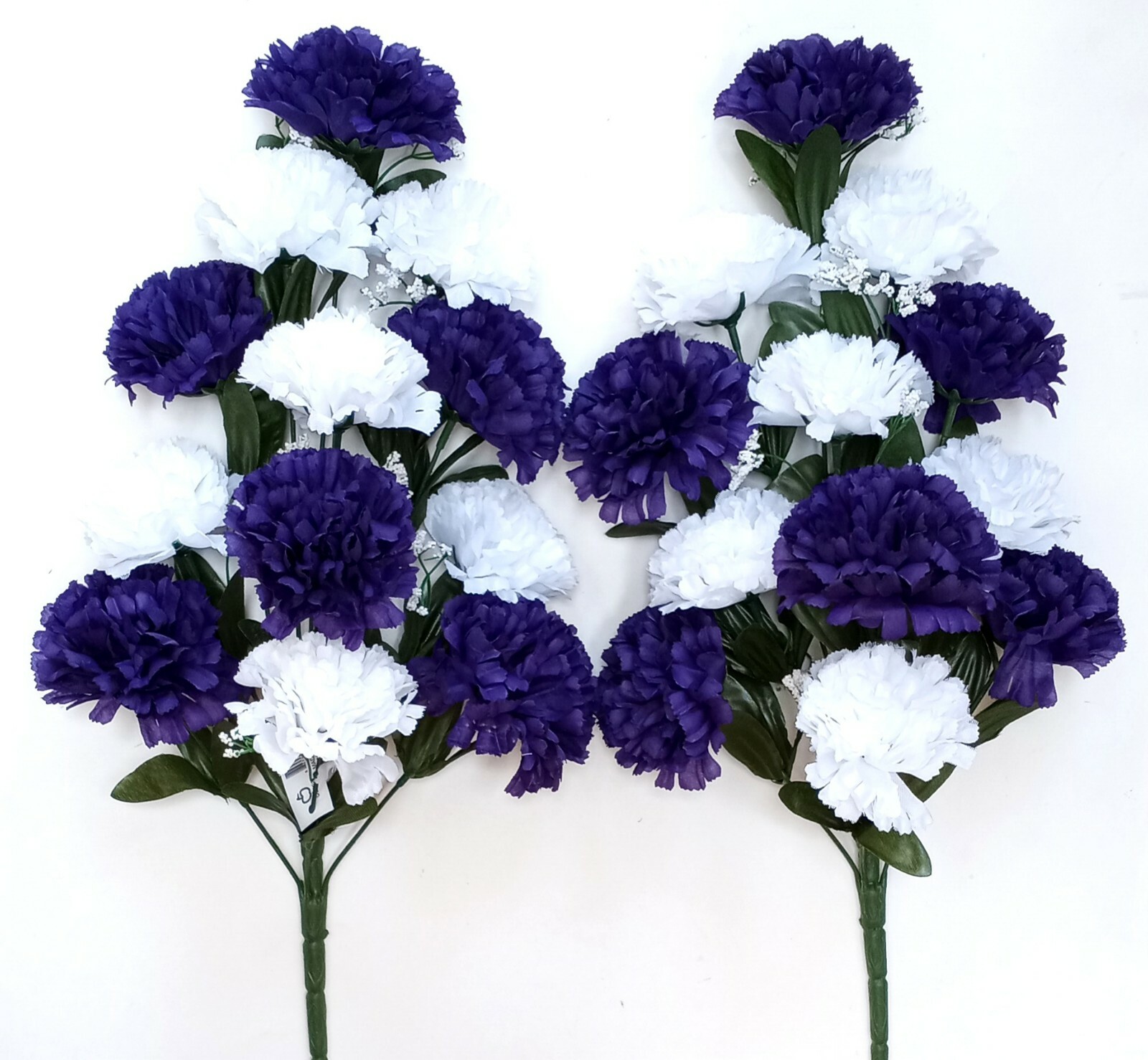 (2 pcs) Purple & White Carnation 20″ Spray Bush Memorial Outdoor Flower #2217