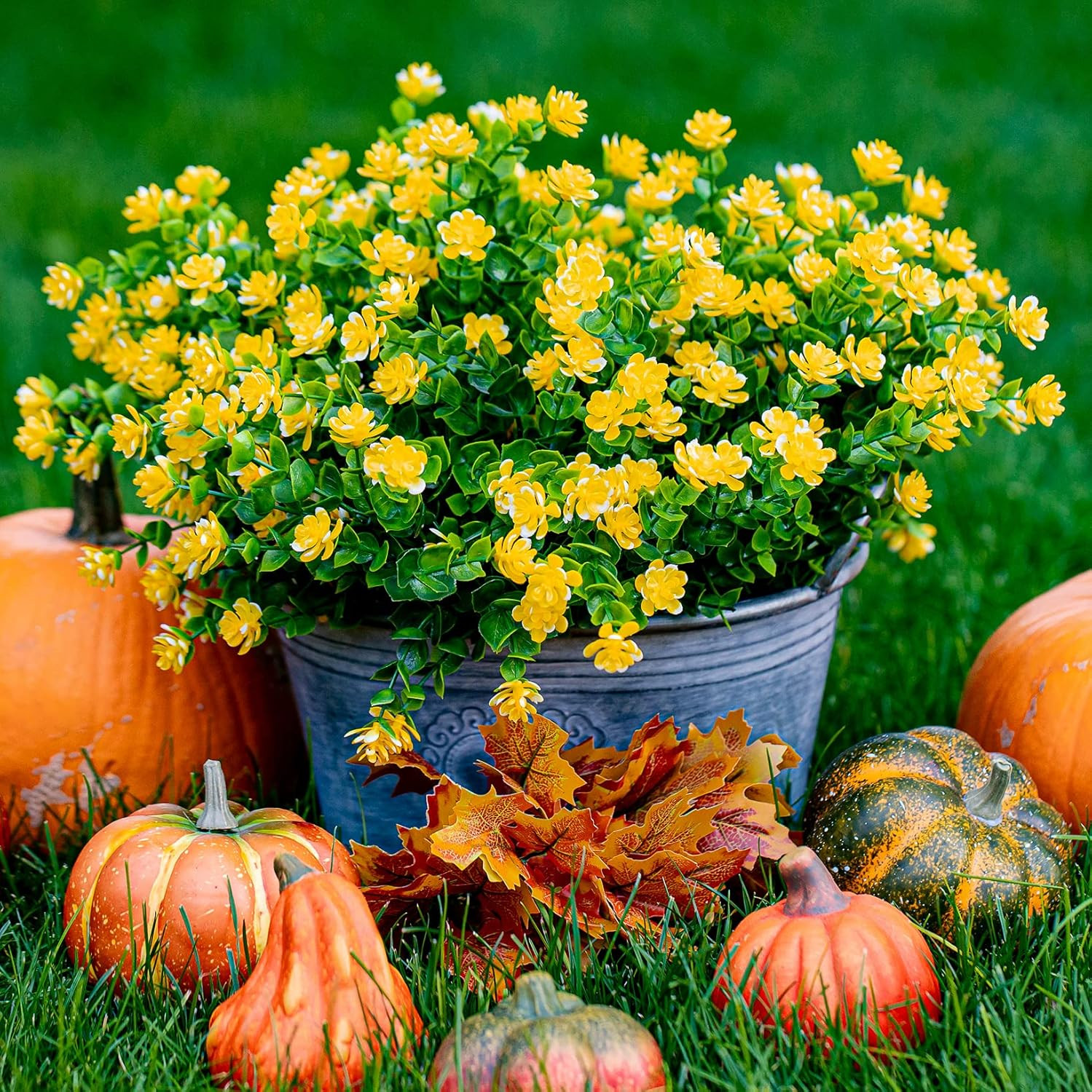 12 PCS Artificial Flowers UV Resistant Fake Outdoor Plants No Fade Mums Bushes