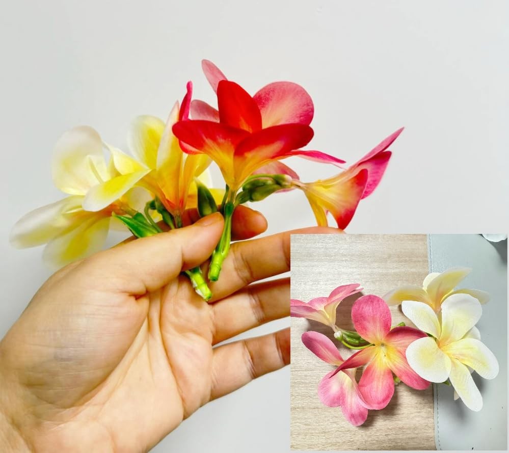 10 Bunch Pink Artificial Flowers Fake Plumeria Flower with Stems,12inch Real …