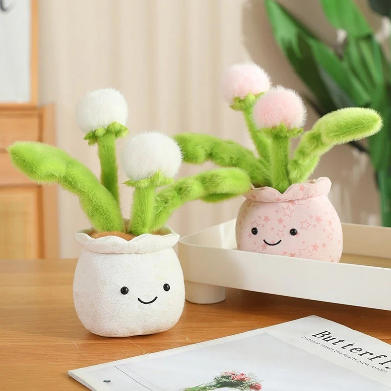 Cute Plush Dandelion Potted Plant Decor Soft Fluffy Faux Flower Ornament Gifts