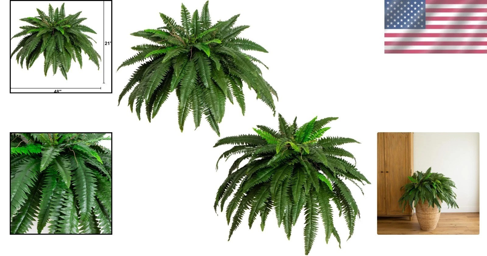 Maintenance-Free 48in Hanging Boston Fern – Lifelike Greenery for Home & Office