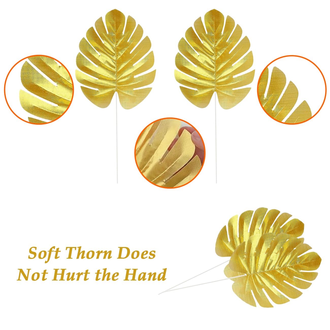 10 Pcs Artificial Gold Palm Leaves Tropical Party Leaves Table Wall Decoration