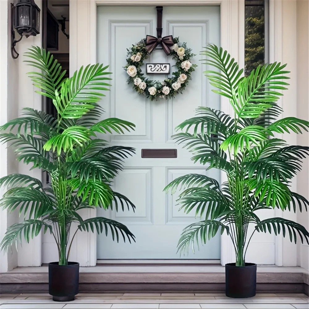 2PCS Artificial Areca Palm Tree Large Fake Tropical Plant Indoor Outdoor Decor