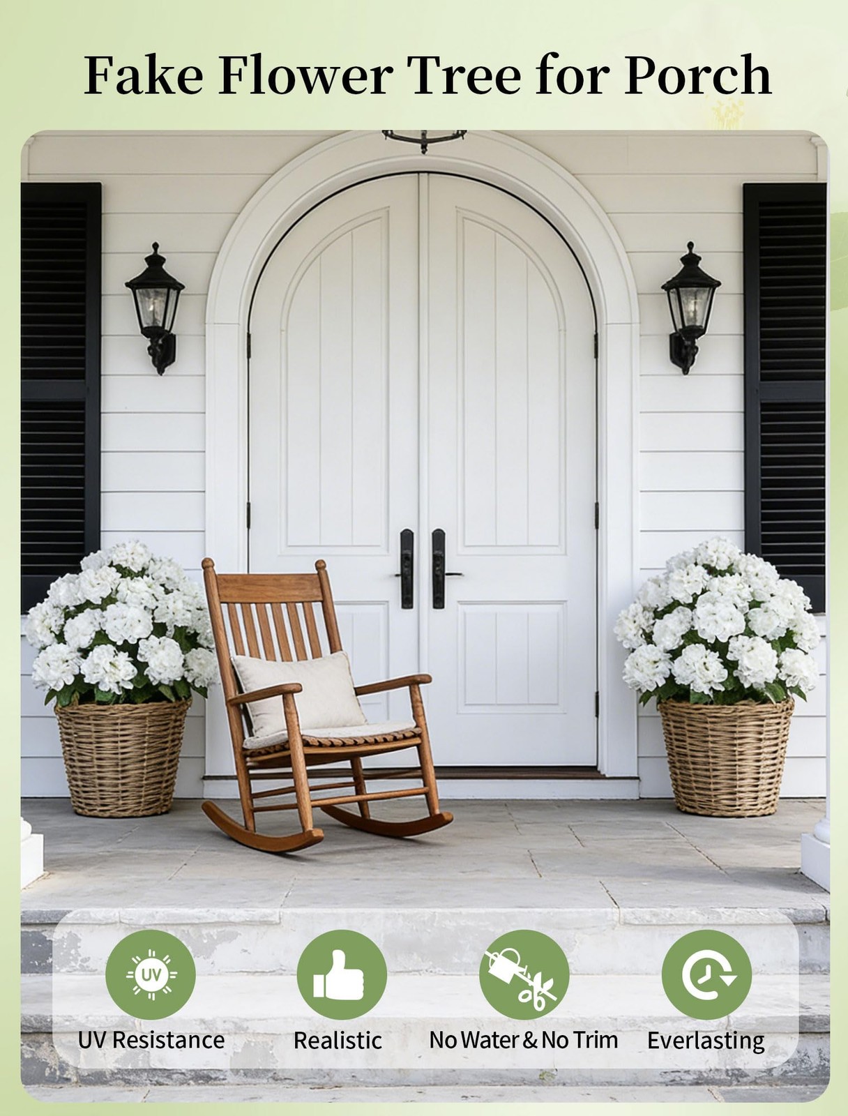 Fake Hydrangea Trees for Outdoors – 2 Packs 33″ White Artificial Flower Topia…