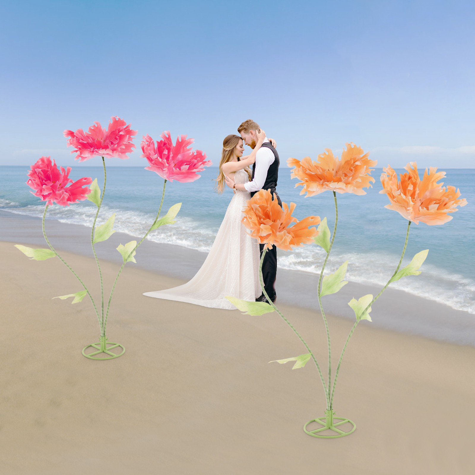 3 Heads Giant Artificial Flowers Wedding Artificial Flower Decoration Stand