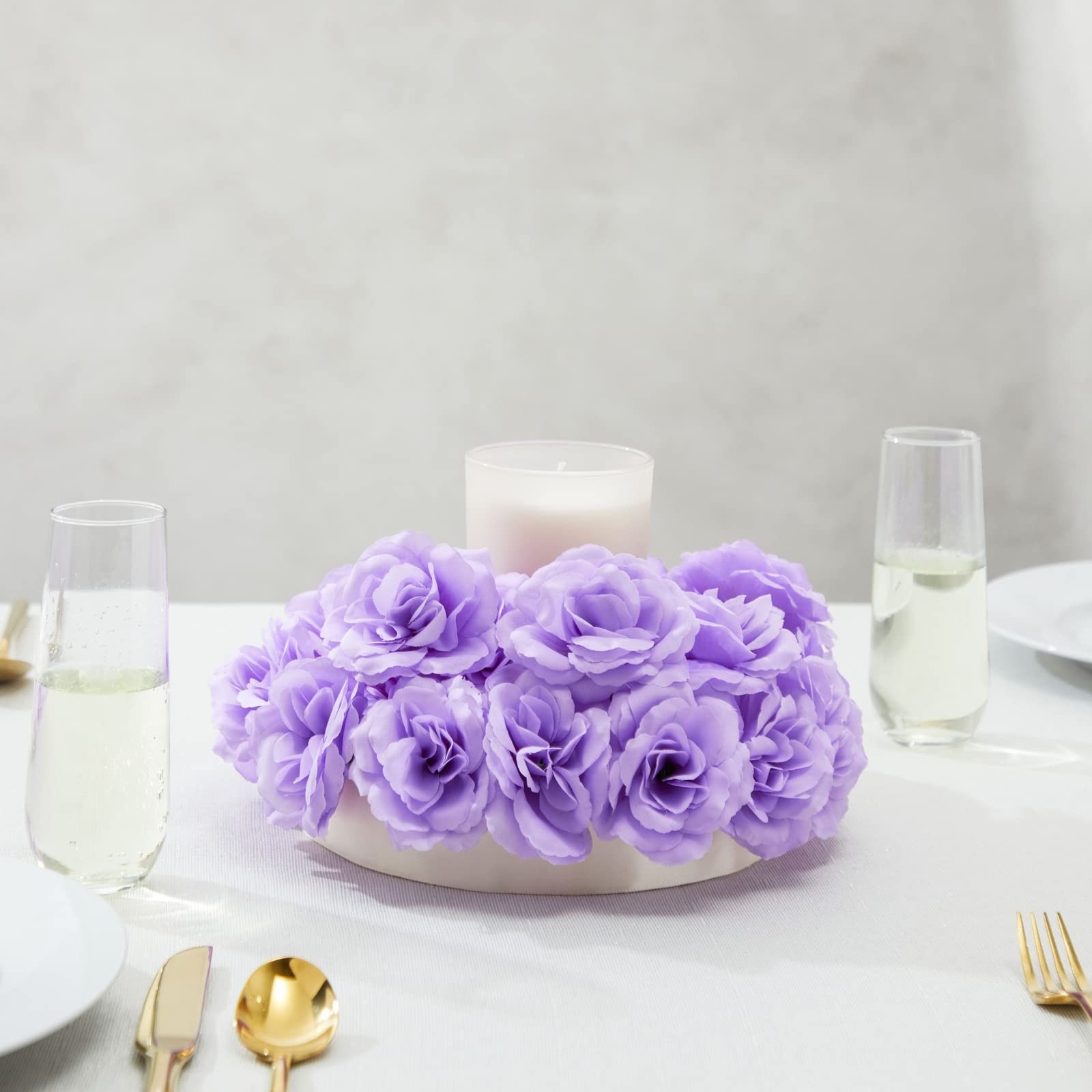 Silk Foam Roses – 50 Stemless 3in Light Purple Heads – Realistic Blooms for W…