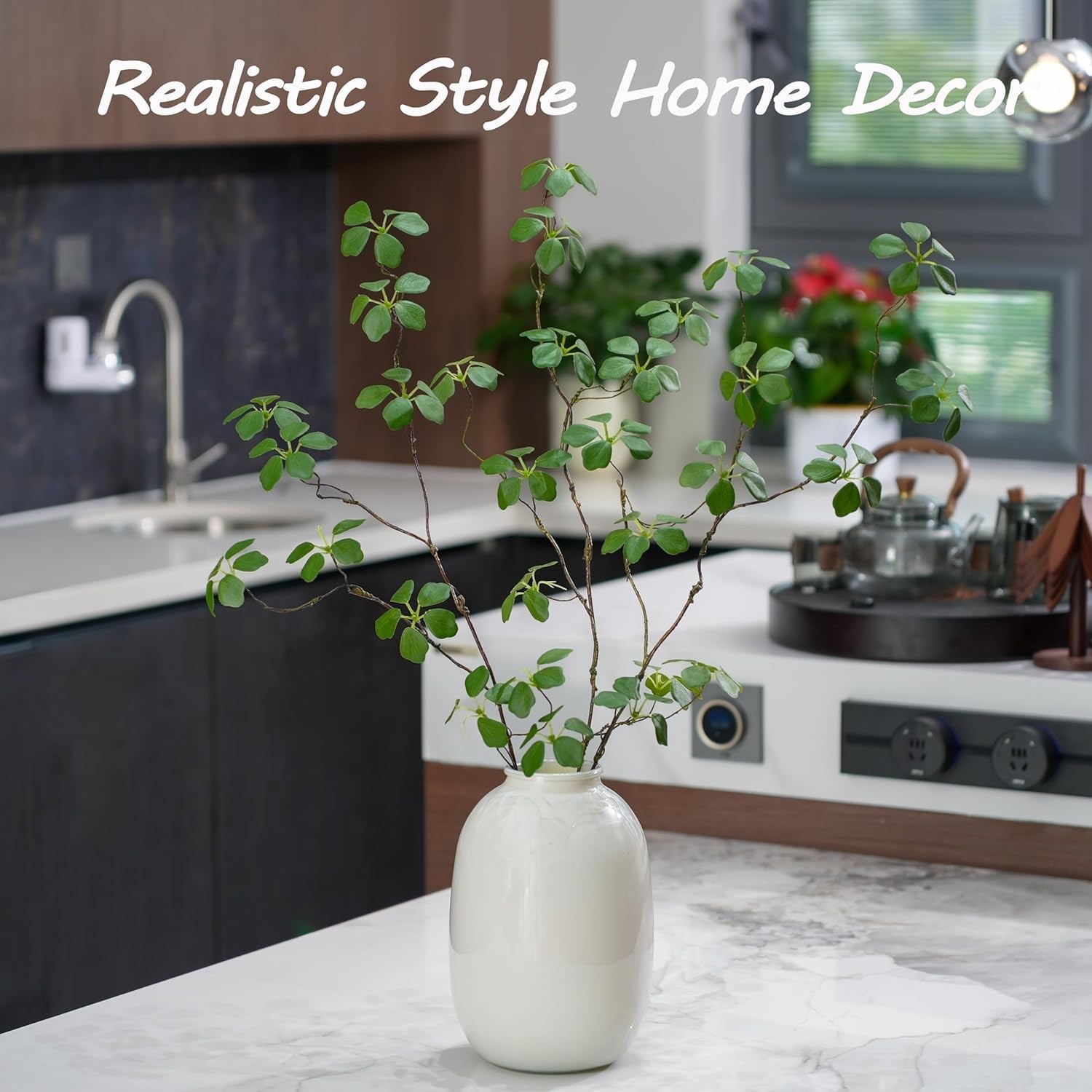 2PCS Faux Eucalyptus Stem Decoration – 33.5” Bendable Greenery for All Seasons