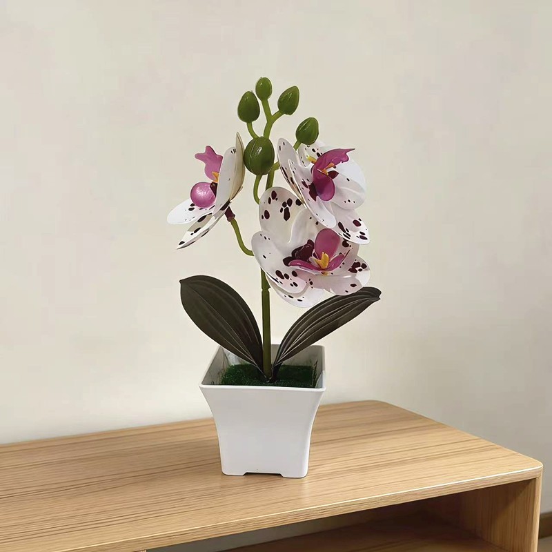 Compact Artificial Phalaenopsis Orchid Arrangement 19cm Tall Shelf Table Decor