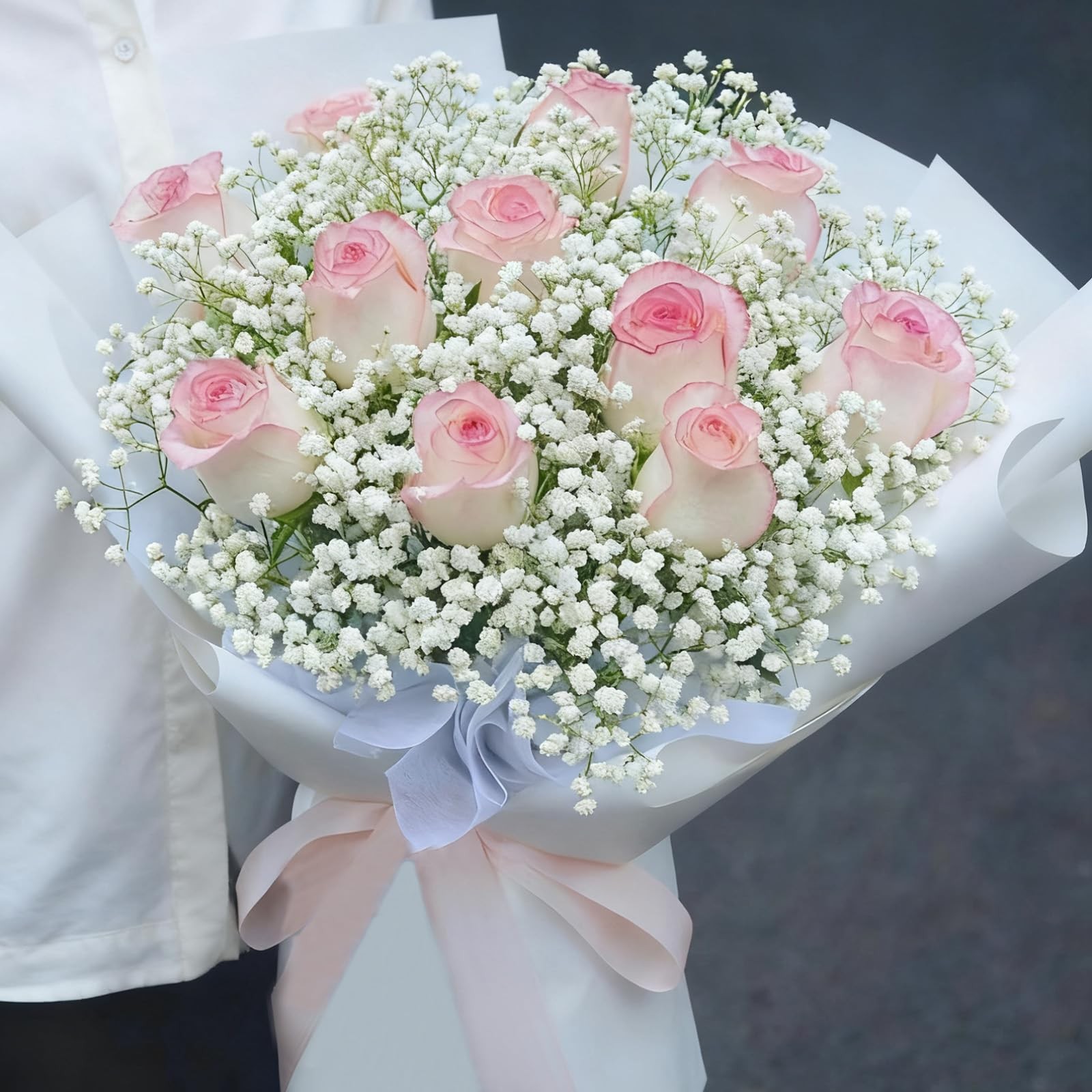 100 Pcs White Babys Breath Artificial Flowers Real Touch Bulk Gypsophila Decor