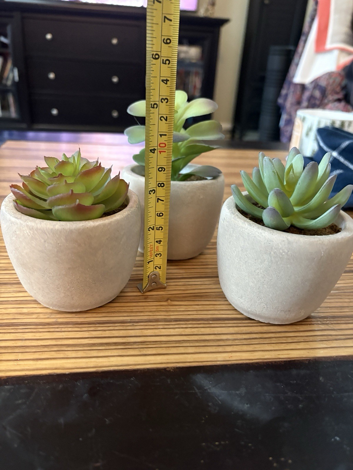 Set of Three Faux Succulents In Ceramic Pots 4 – 5.5 Inches Tall New Never Used