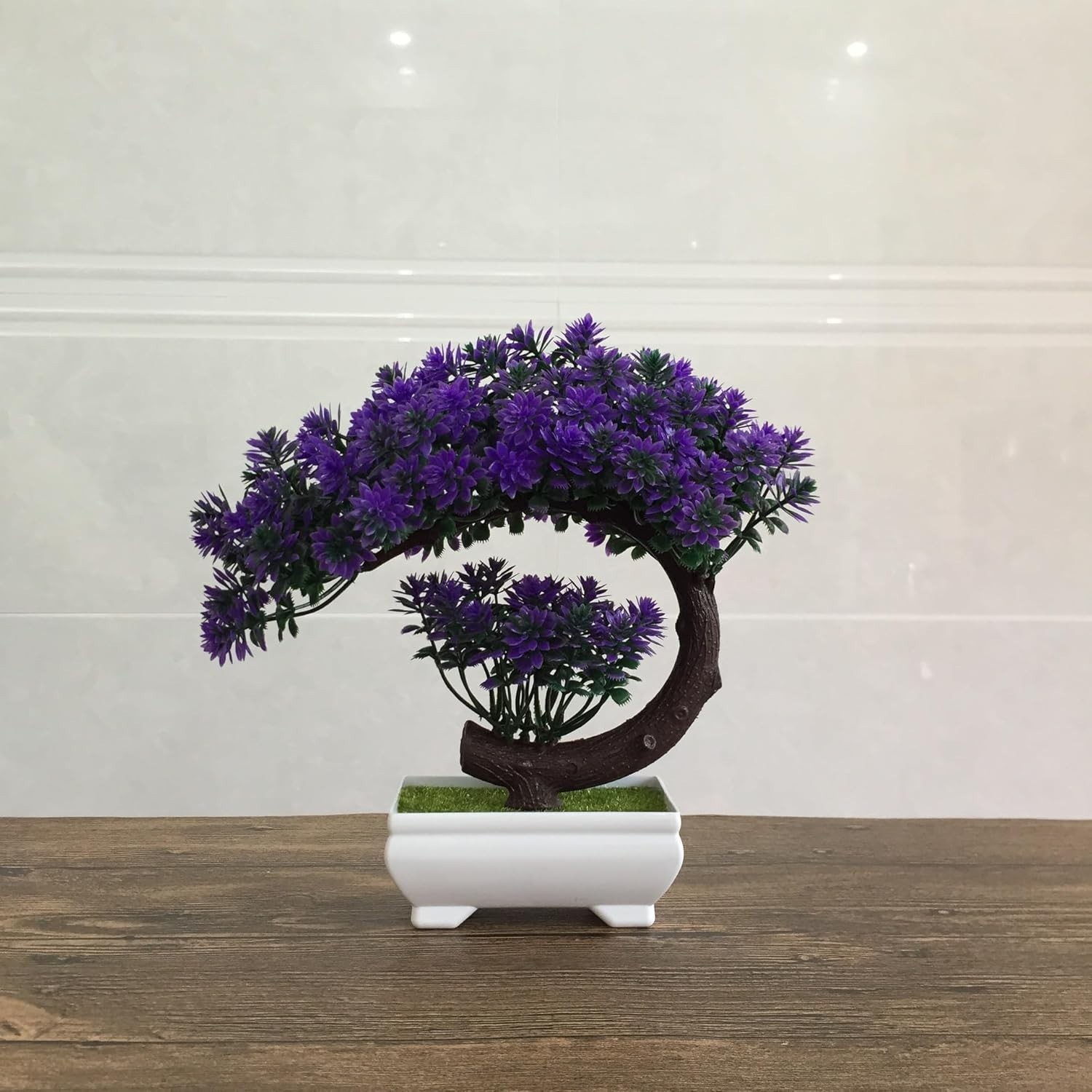 Contemporary 8.5” Small Fake Bonsai Tree in White Pot – Chic Decor Piece