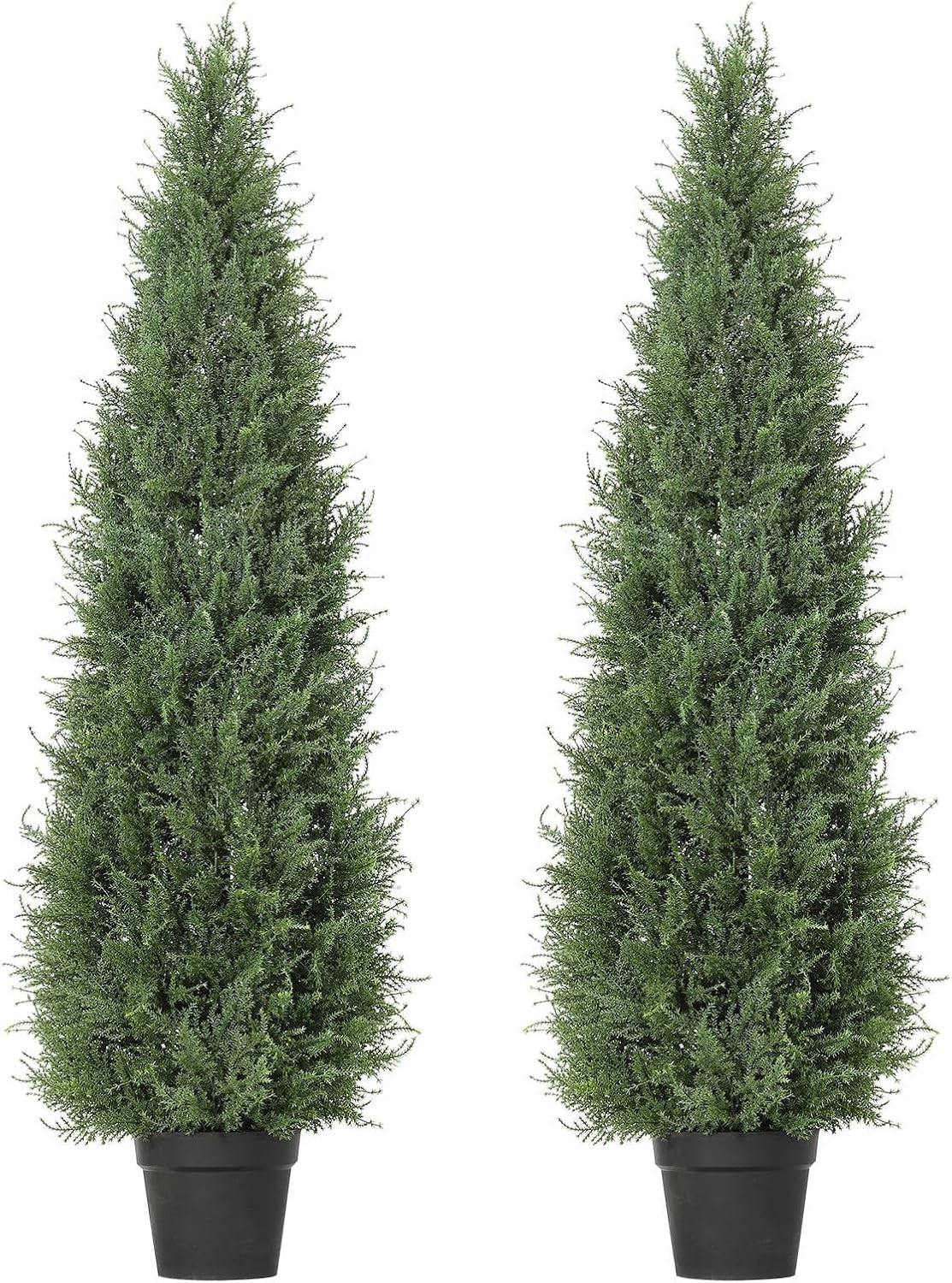 GARVEE 2-Pack Artificial Cedar Spiral Topiary Trees, UV Resistant Fake Plants