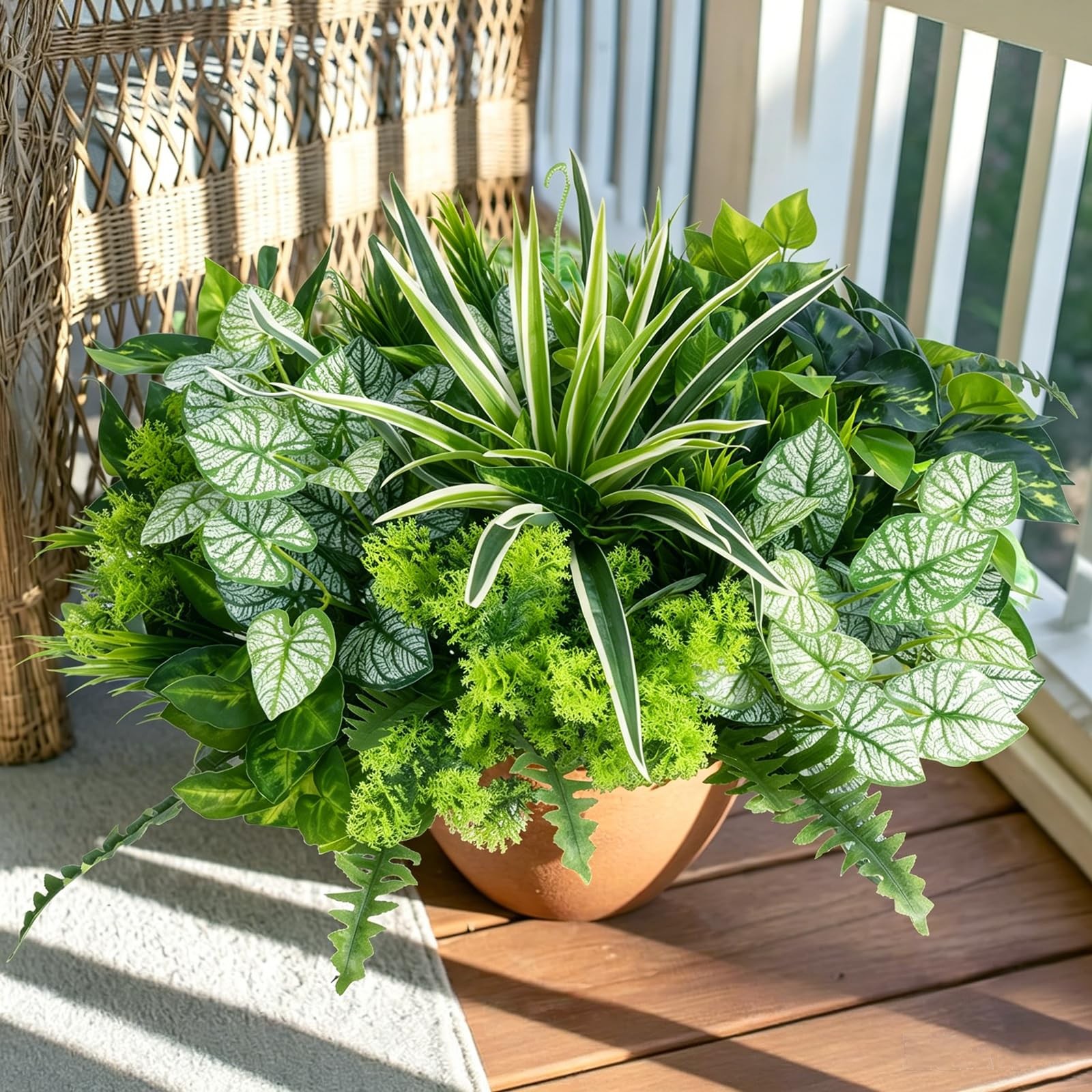 18 Bundles Artificial Greenery for Outdoors, Artificial Outdoor Plants UV Res…