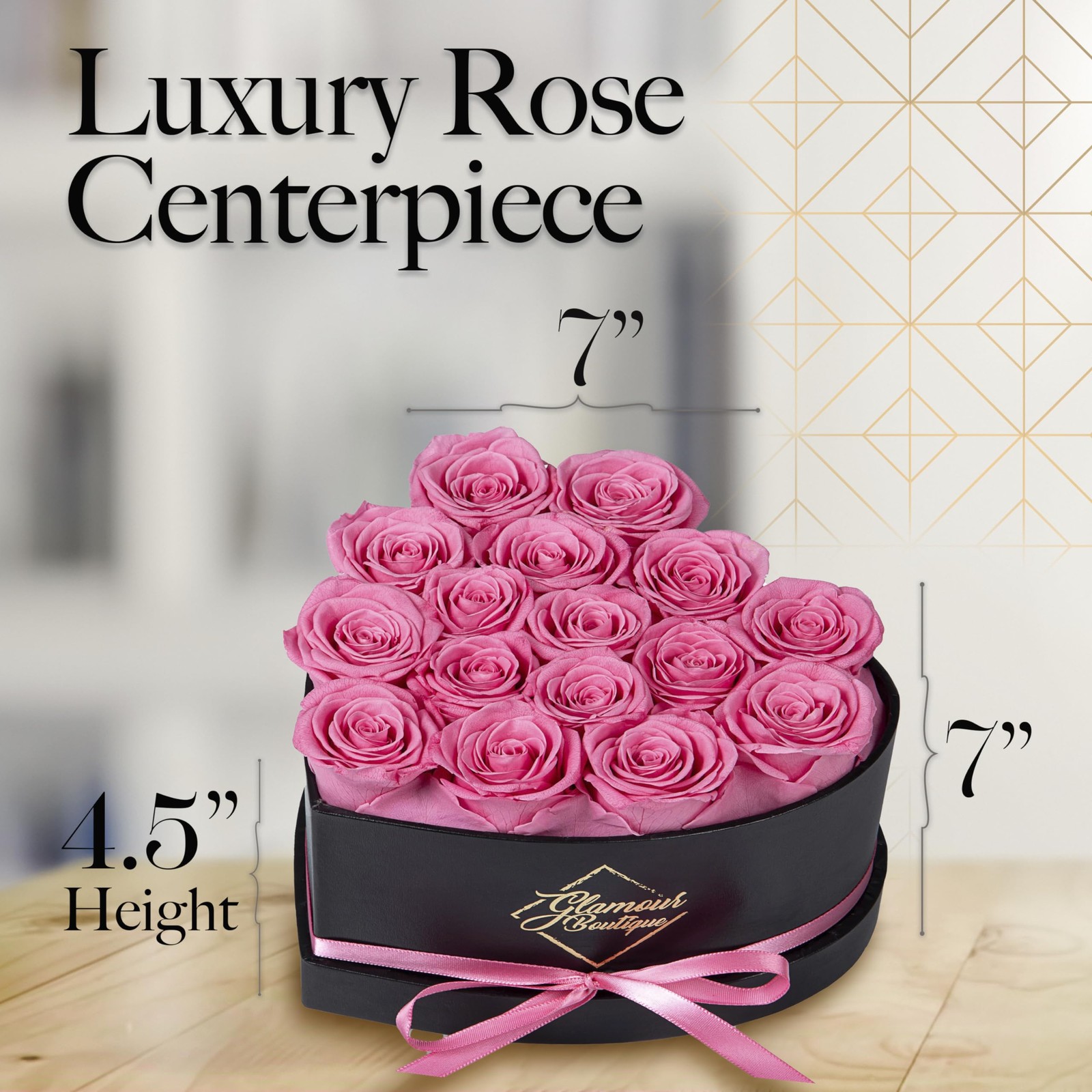 GLAMOUR BOUTIQUE 16 Flower Forever Heart Shape Box – Preserved Roses Gift for