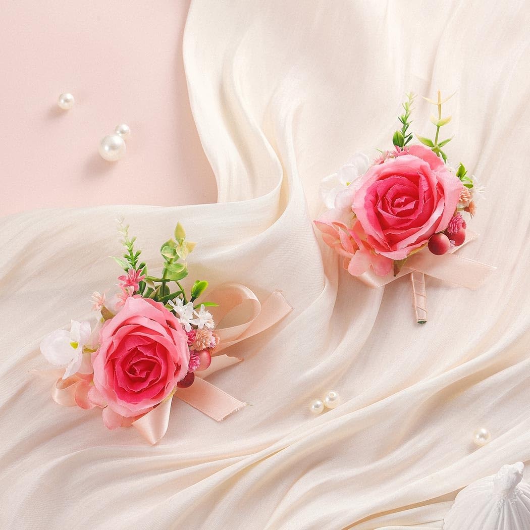 Artificial Rose Flower Corsage Boutonniere Wedding Groom Groomsmen Decor