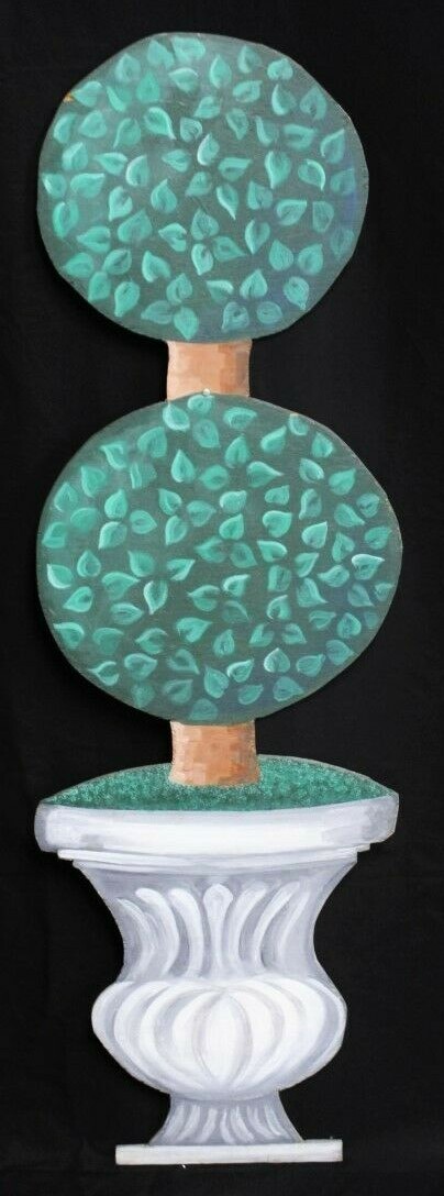 “Wooden Slat Hand-Painted Topiary Plant Stand”