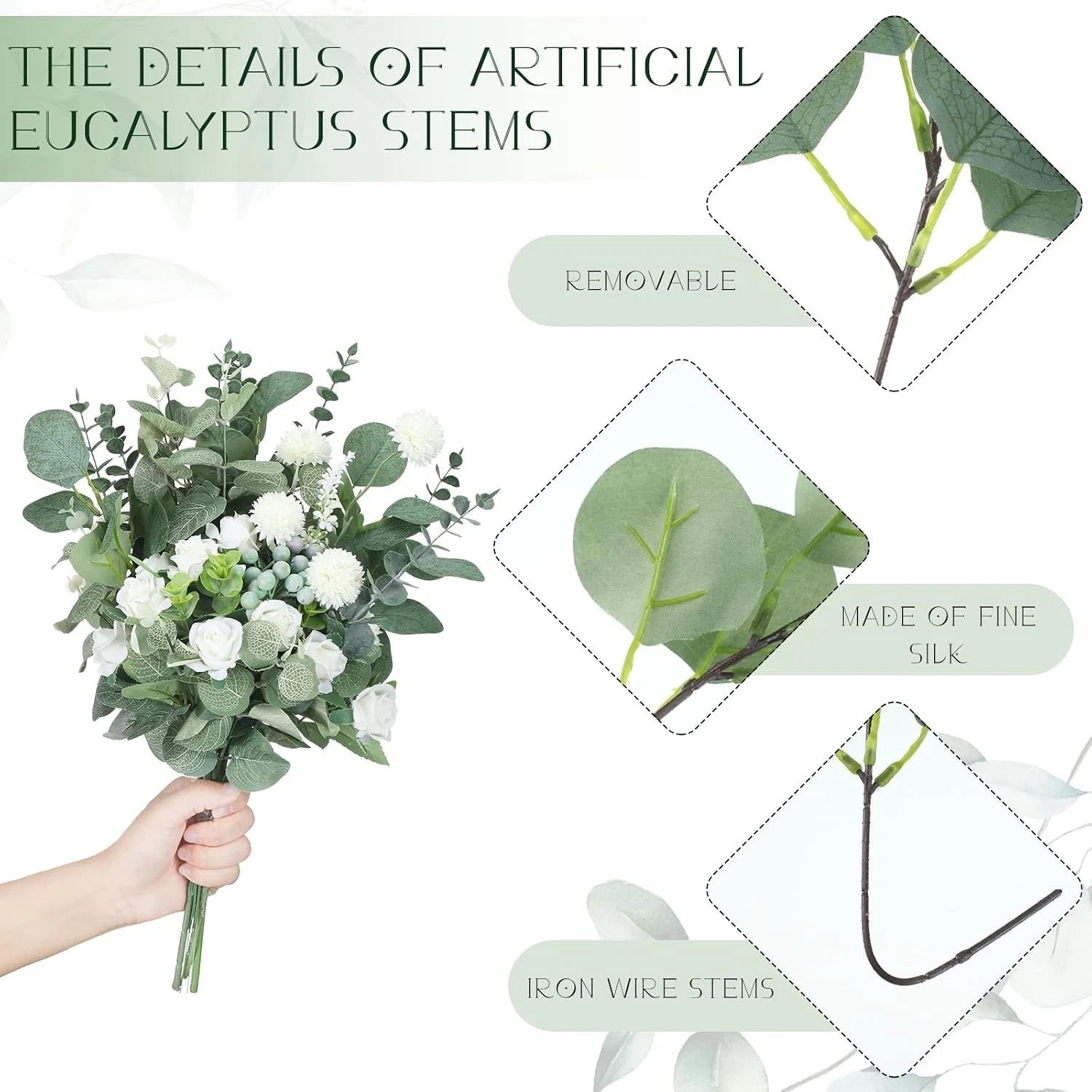 Elegant 600pc Faux Eucalyptus Spray Greenery Bulk for Table Centerpieces & Vases
