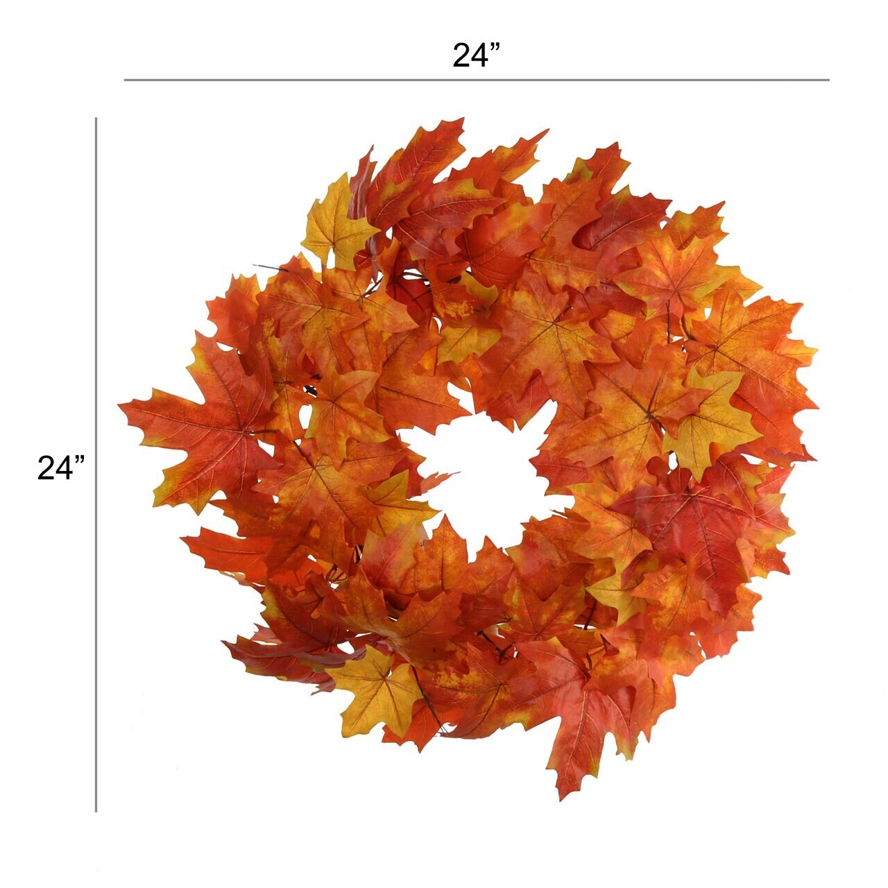Artificial Maple Leaf Wreath Realistic Silk Burnt Orange Leaves Hanging Loop
