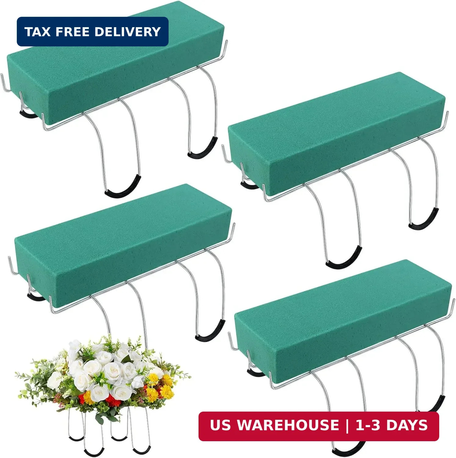 4 Pcs Headstone Flower Saddle 12 Inch Cemetery Saddle for Headstones Gravestone