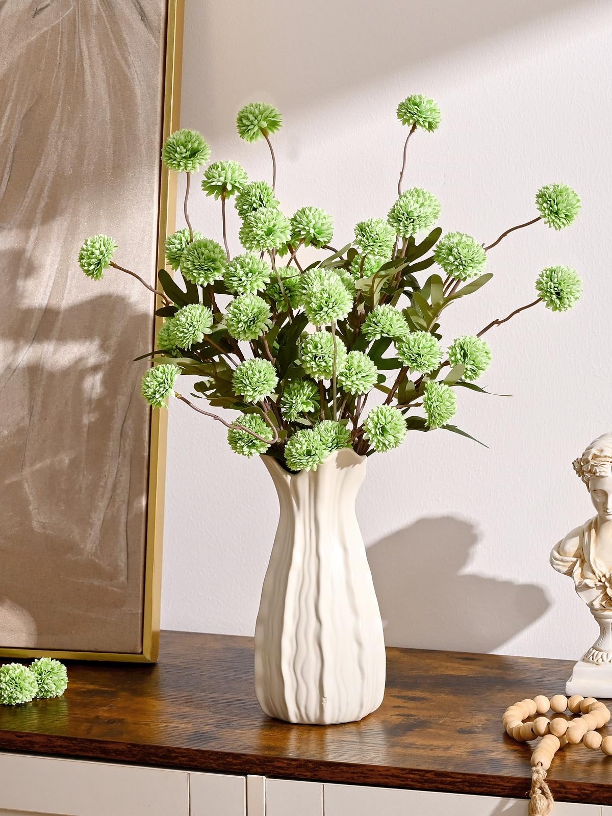 10pcs Fake Flowers, Artificial Pompon Mums , Bulk Faux Chrysanthemums Flowers…