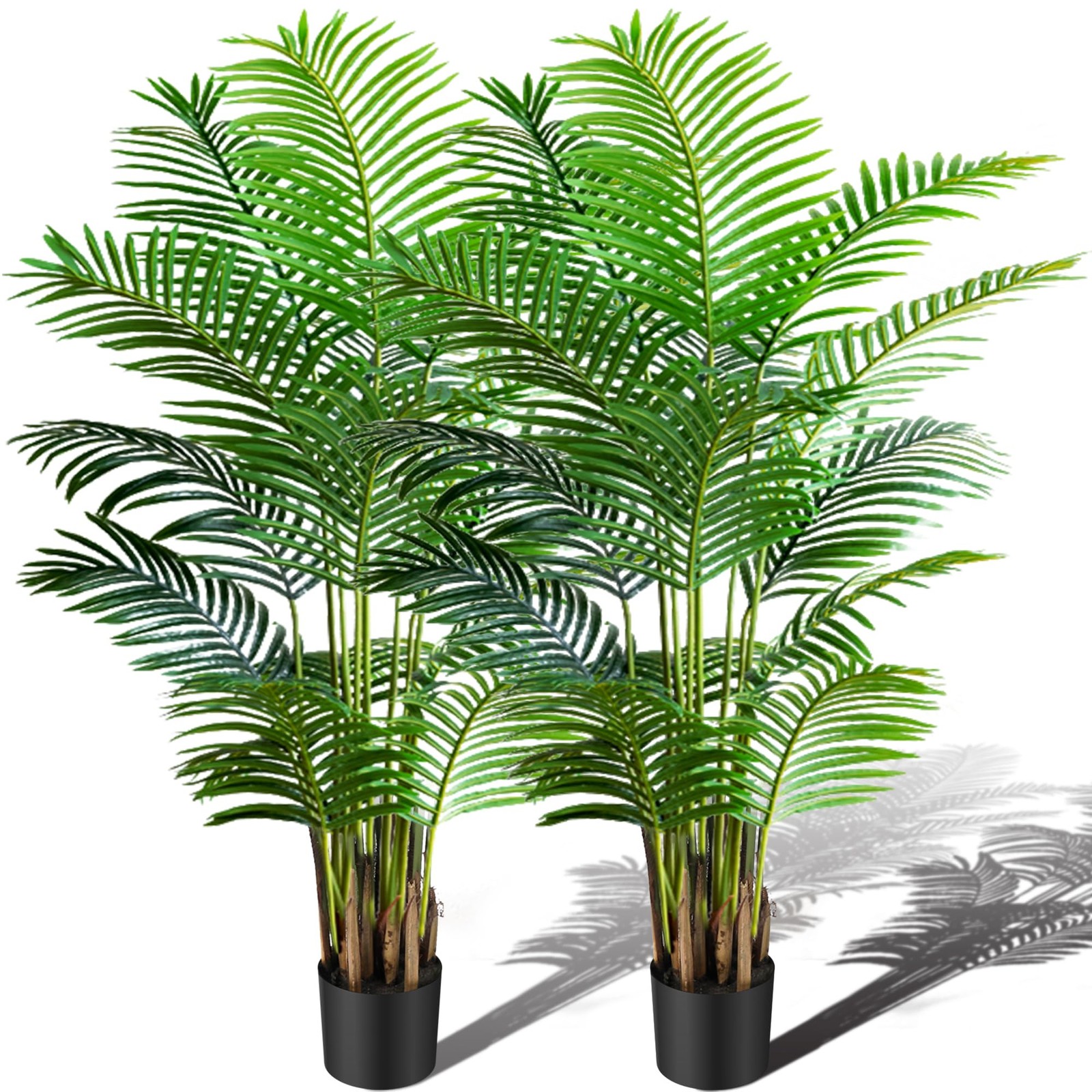 KOL 6ft 2-Pack Artificial Areca Palm Plant in Pot, Fake Tropical Cane Palm Si…