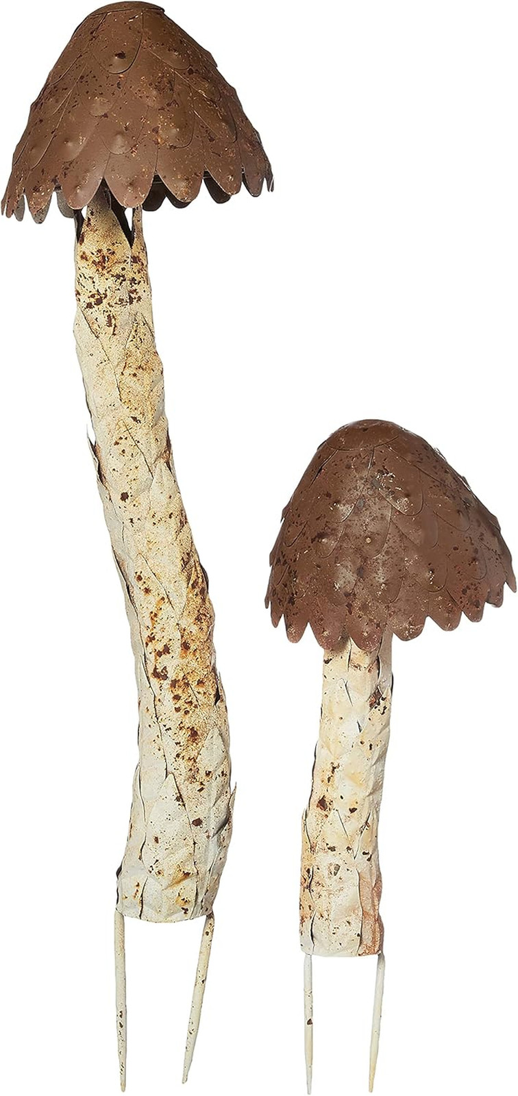 Set of Metal Mushrooms, One Size, Brown