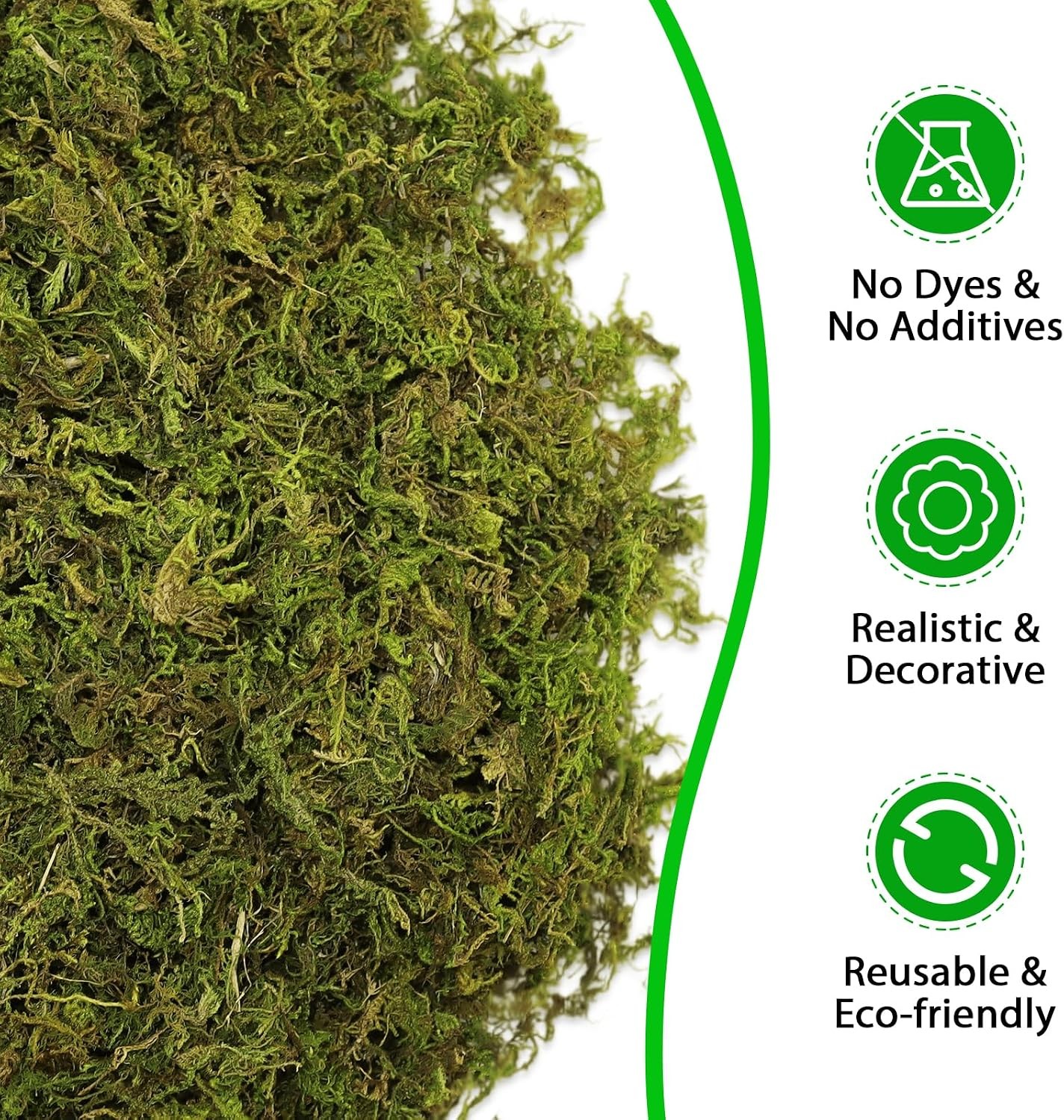 7OZ Natural Moss Artificial Fake Moss Alternative for Plants Indoor | Premium