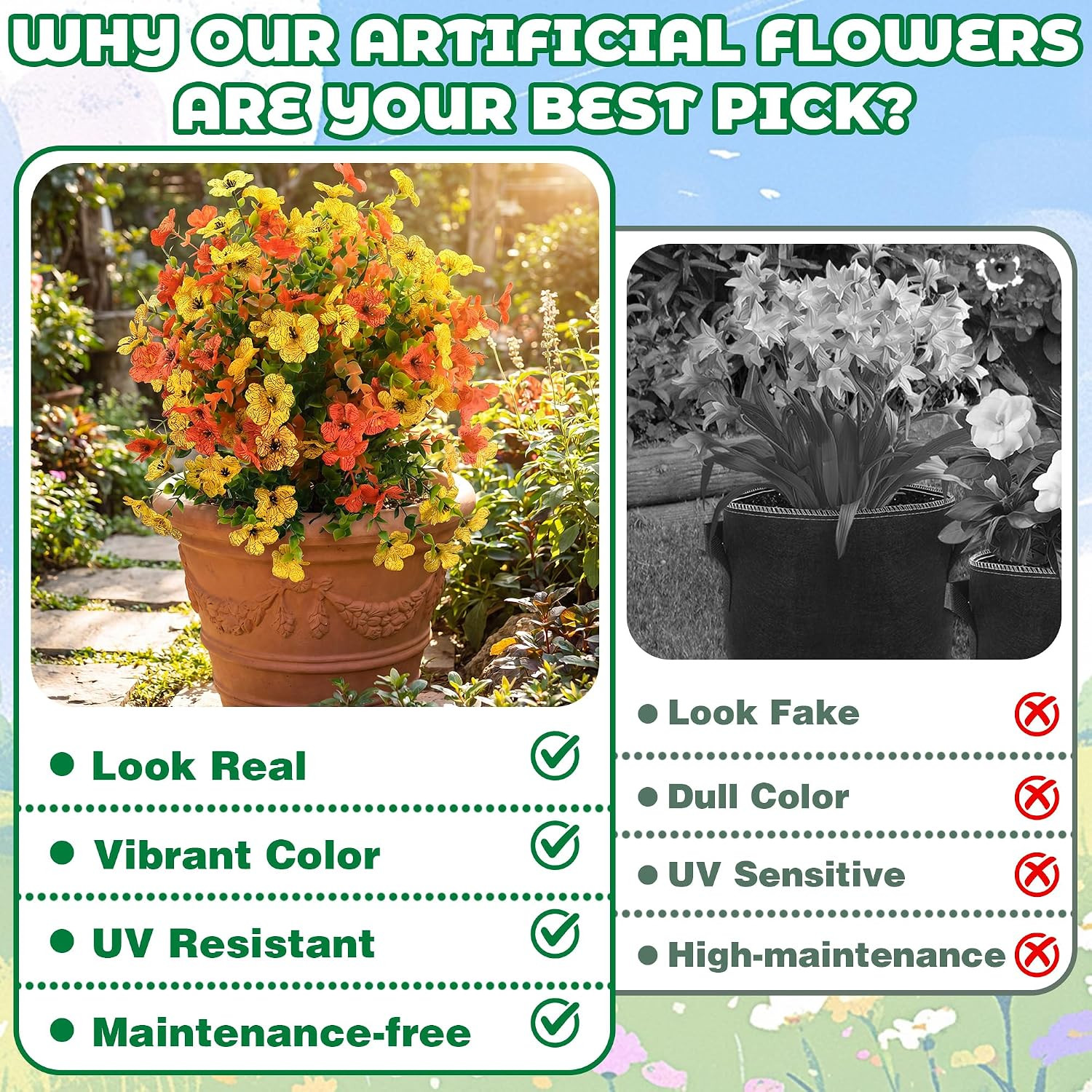 20.5″ Artificial Topiary Ball Flowers Set of 2, Mixed Color UV Resistant Faux Pl