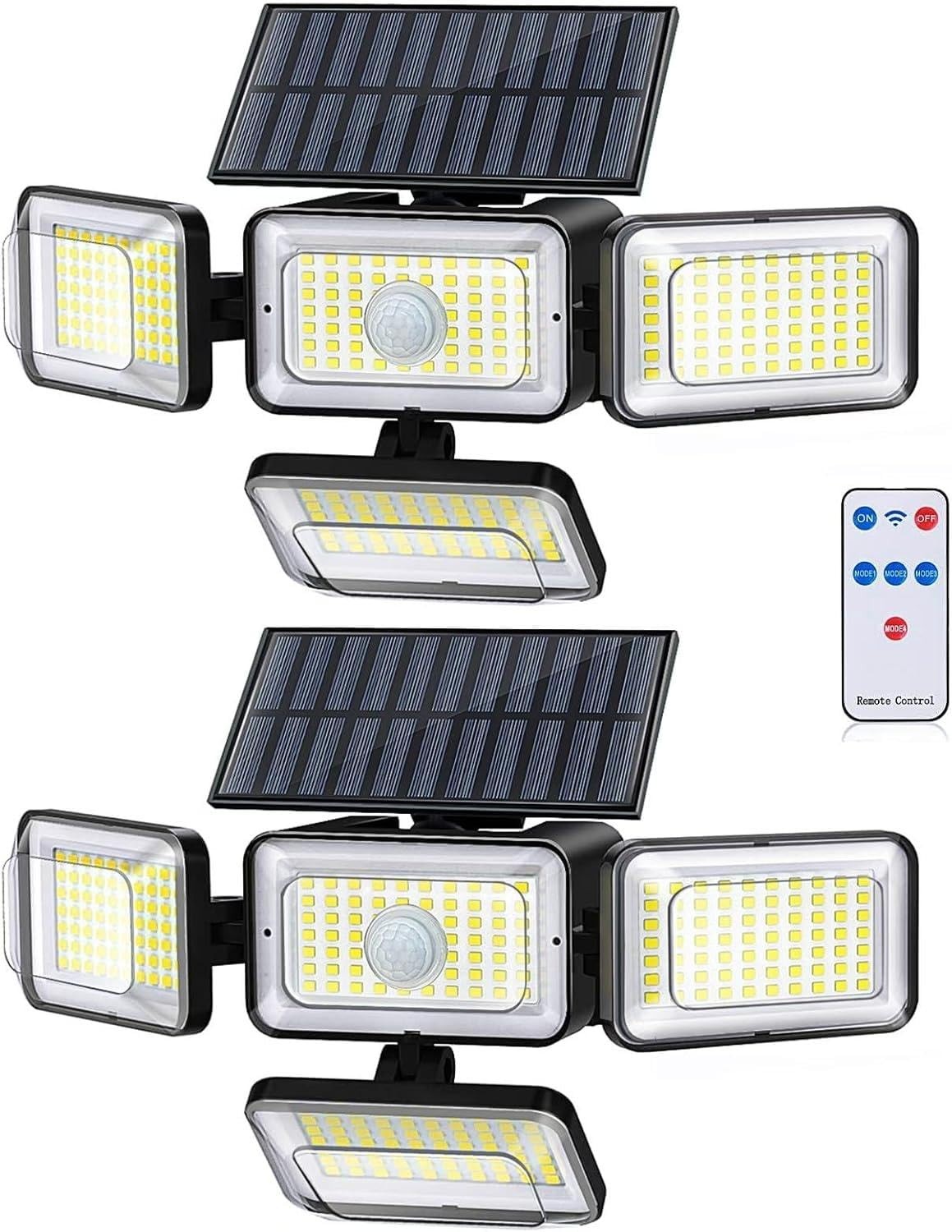 Solar Lights Outdoor Waterproof, 288 LED 2800LM Motion Sensor 2 pack