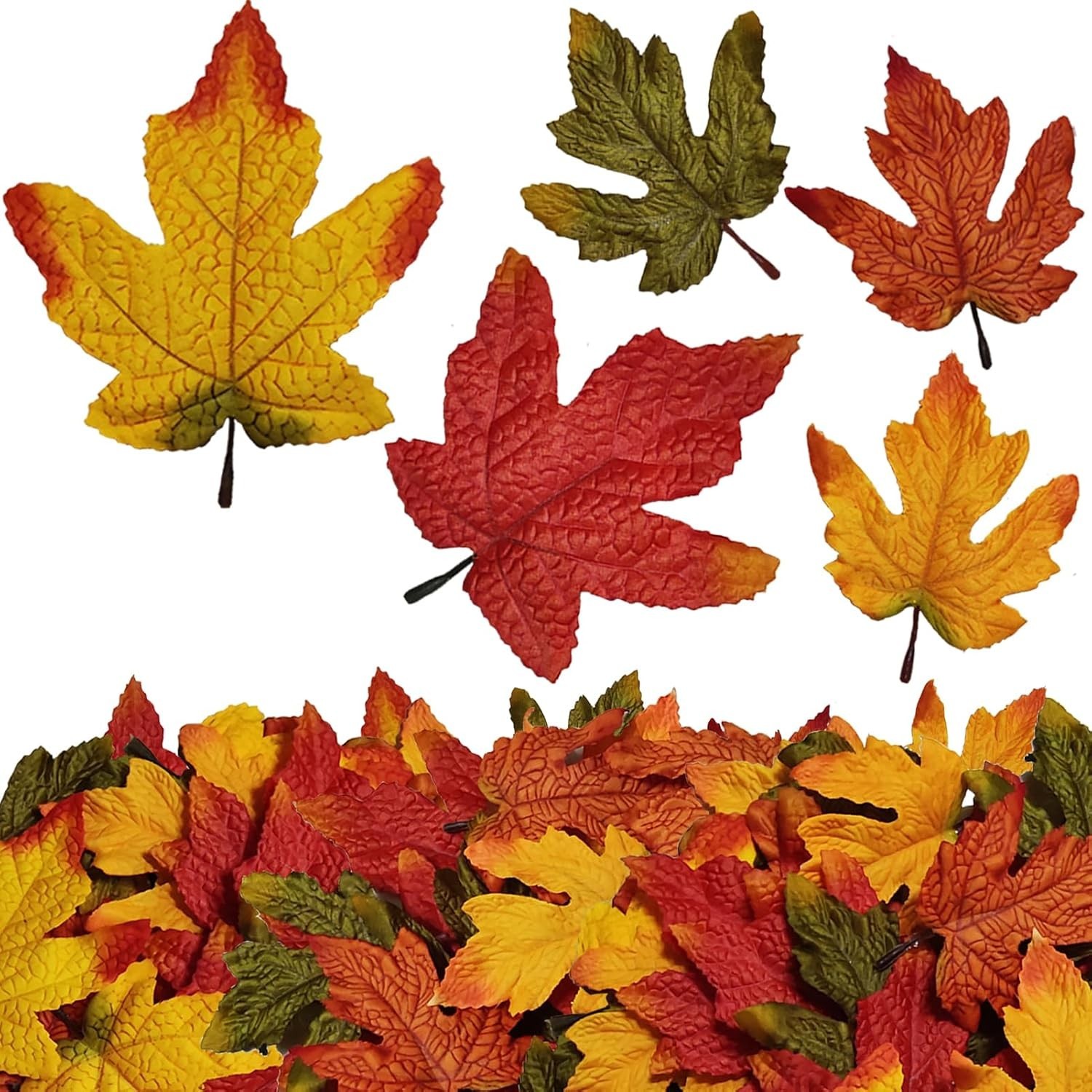 50Pcs Fall Artificial Maple Leaves Assorted Bulk for Crafts Decor | 50pcs mix…