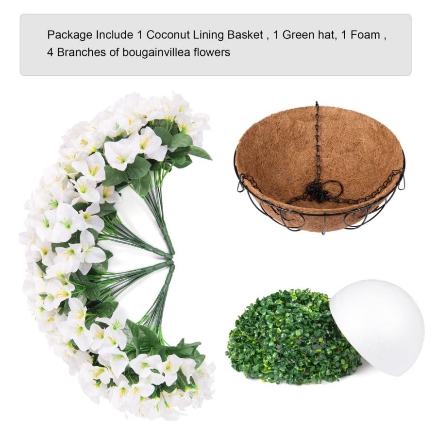 Artificial Hanging Flowers Faux Plants Basket for Outdoors Spring Summer Deco…