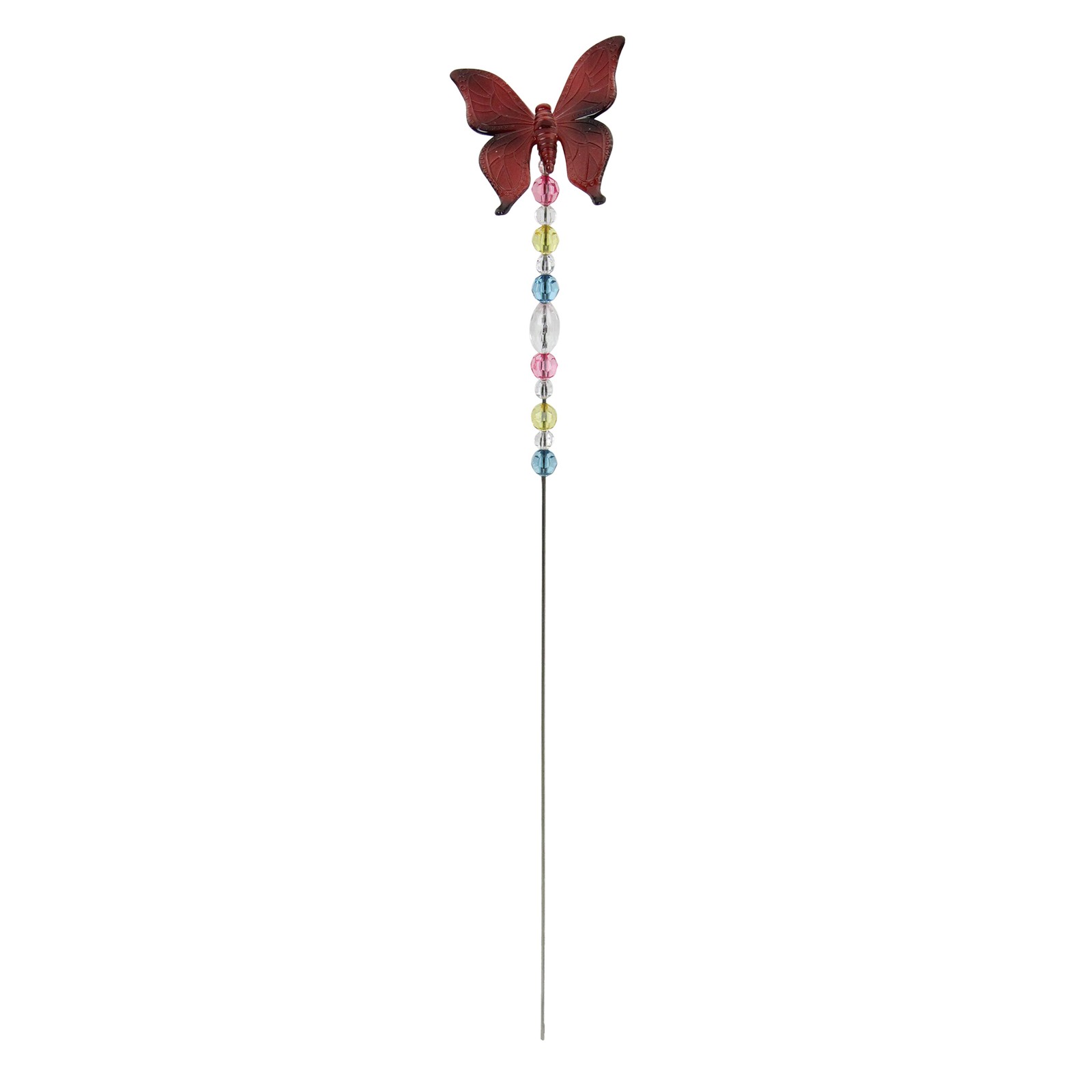 GCI 21″ Maroon Beaded Acrylic Flying Butterfly Metal Garden Pick