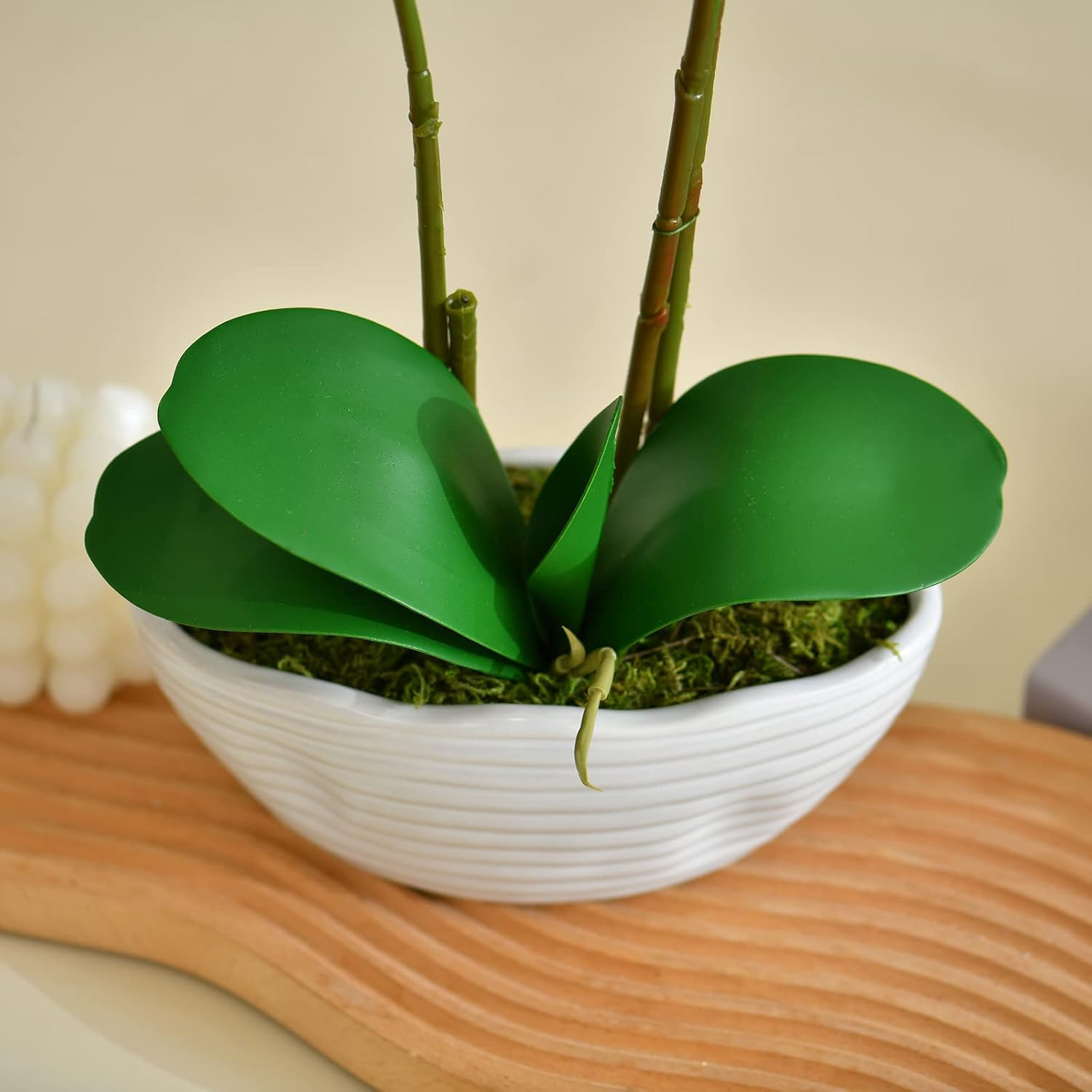 Large Artificial Potted Orchid Plant, Silk Flower Arrangement with Ceramics Vase