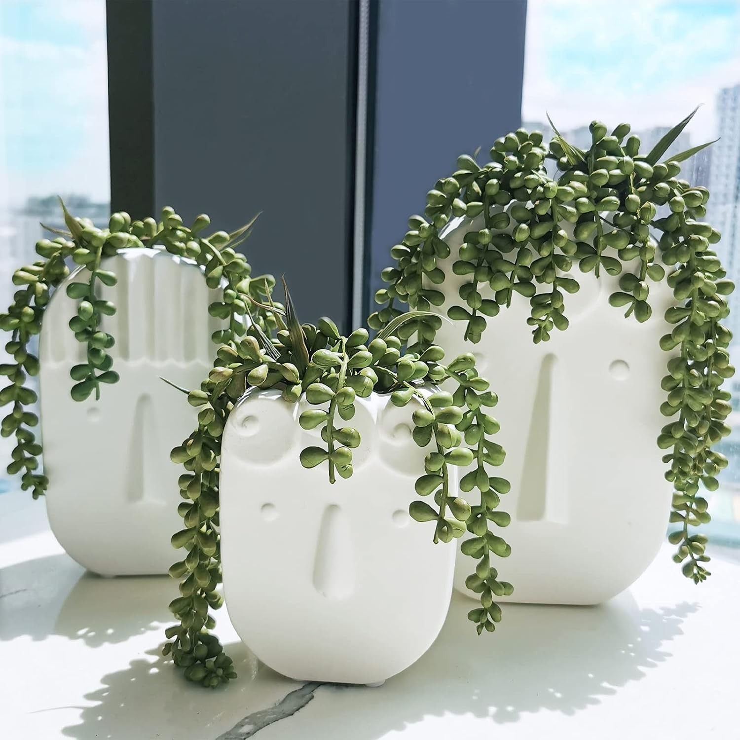 Artificial Hanging Succulents Faux Burro’s Tail Trailing String of Pearls Picks